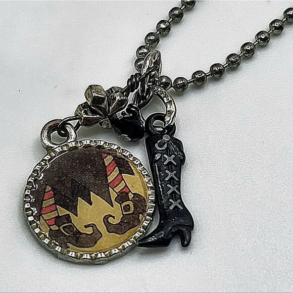 "5/$25" Halloween Witchy Boot Charm Ball Chain Necklace - Picture 1 of 8